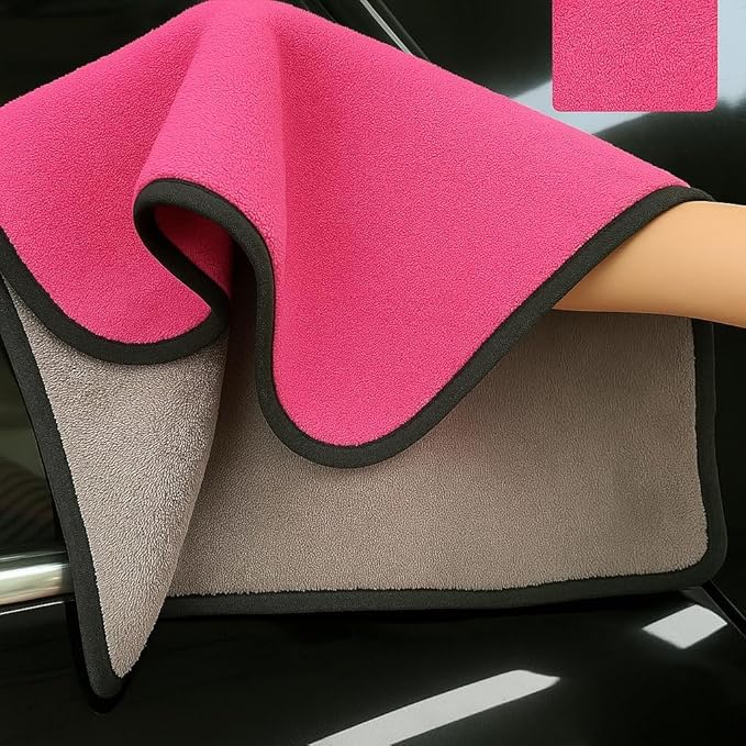 Image of Towel for Car Cleaning 400 GSM (Pack of 1 /Pink)- Micro Fiber Cleaning Towel, Cloth for Dusting Washing & Mirror Glass Cleaning, Microfibre Cloth for Drying & for Car Detailing