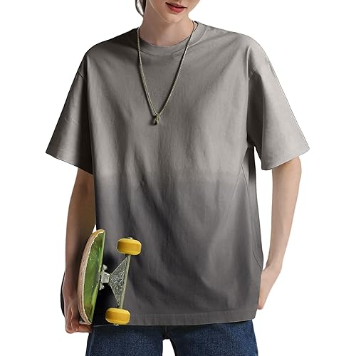Womens Oversized Tee Shirts Gradient Loose Fit Vintage Cotton T Shirts Streetwear Short Sleeve Workout T-Shirt