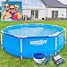 HECHT 4-TLG Pool Komplettset mit Zubehör – Großer 300 x 76 cm oder 360 x 76 cm zur Wahl - Stahlrahmen Swimmingpool rund, Chlorspender, Thermometer, Chlortester – XXL Badespaß im eigenen Familienpool