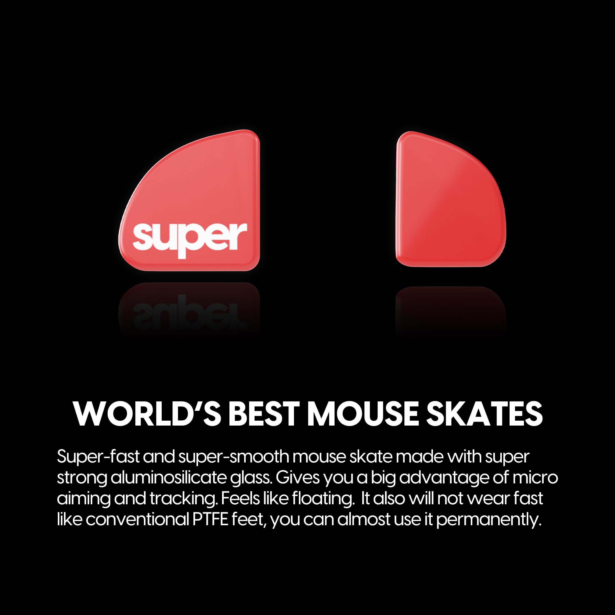Pulsar Gaming Gears Superglide2 - Piedini per mouse con superficie testurizzata controllabile, realizzati con vetro ultra resistente, suola liscia e resistente per EndGameGear XM2-WE [rosso