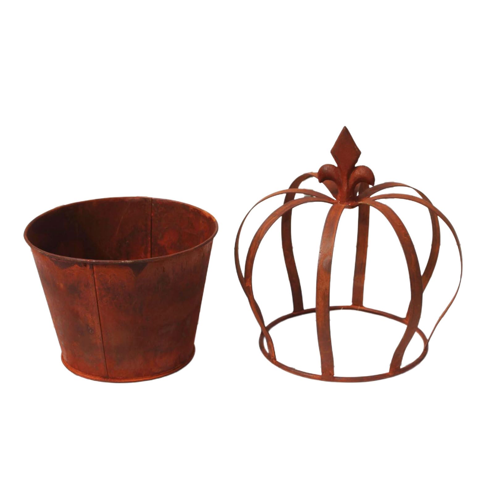 YWLUUOO Distressed Container with Rusty Finish Ideal for Garden Plant Display Ideas Royal Headpiece Garden Flower Pots