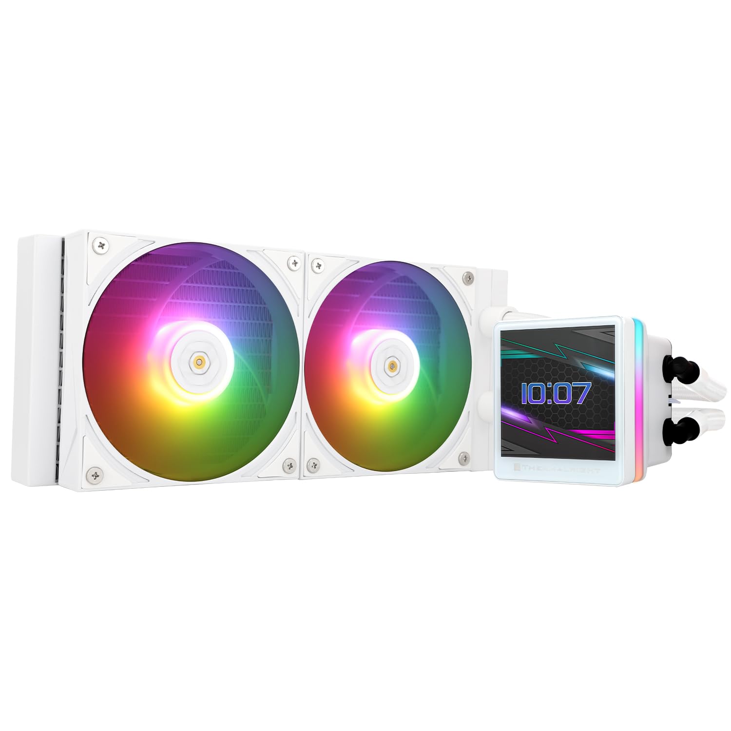 TR Grand Vision 240 ARGB Enfriador líquido para procesador todo en uno blanco, pantalla LCD IPS con resolución 480 x 480, para AM4/AM5/LGA1851/1700, pantalla LCD de 3,4 pulgadas absorbente imanes para