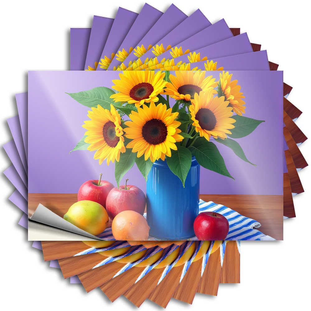 Sticker Western Teens Window Floral and Fruit Still Life Composition - No Residue Decals for Mold(6X9CM)