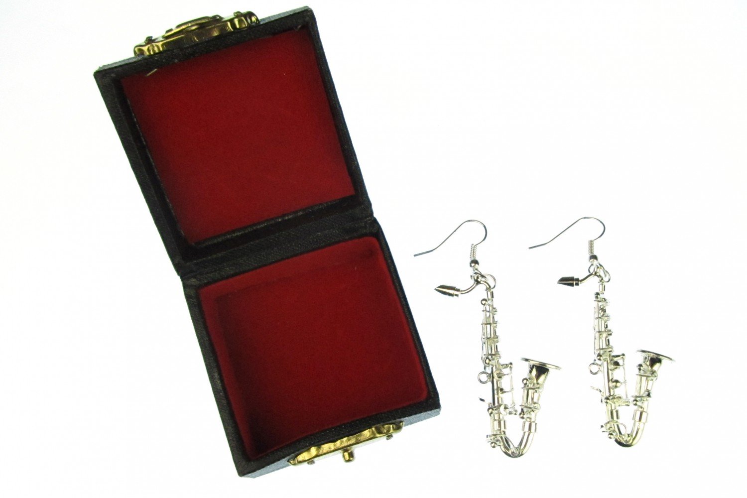 Miniblings Saxofonohrringe Ohrringe Saxofon Jazz Saxophon Musik versilbert Sax + Box - Handmade Modeschmuck I Ohrhänger Ohrschmuck versilbert