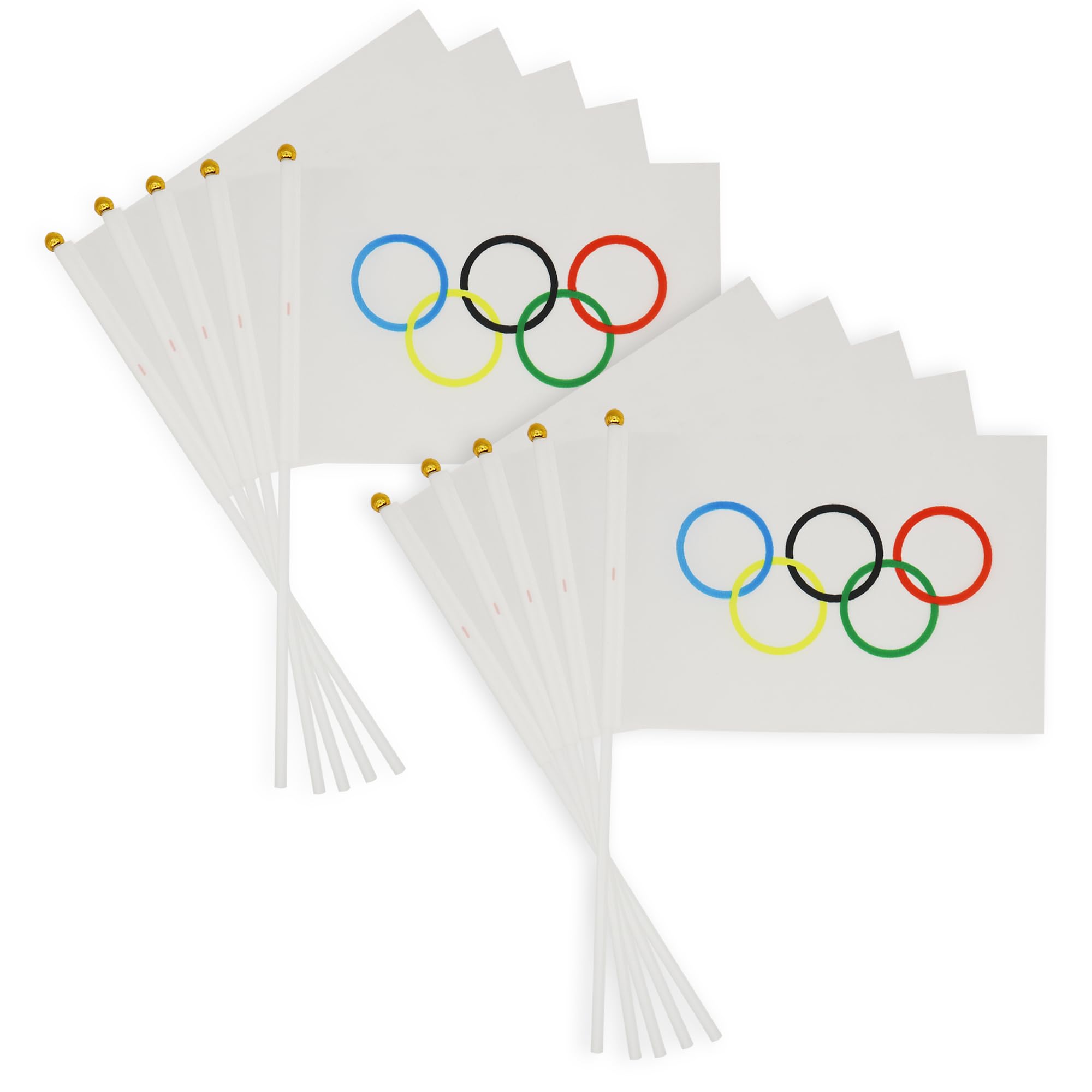 GenericOlym-pic Flag Games 5.5x8.3 Inch Decorations Handheld Mini Olym-pic Rings Flags, 10 Pack