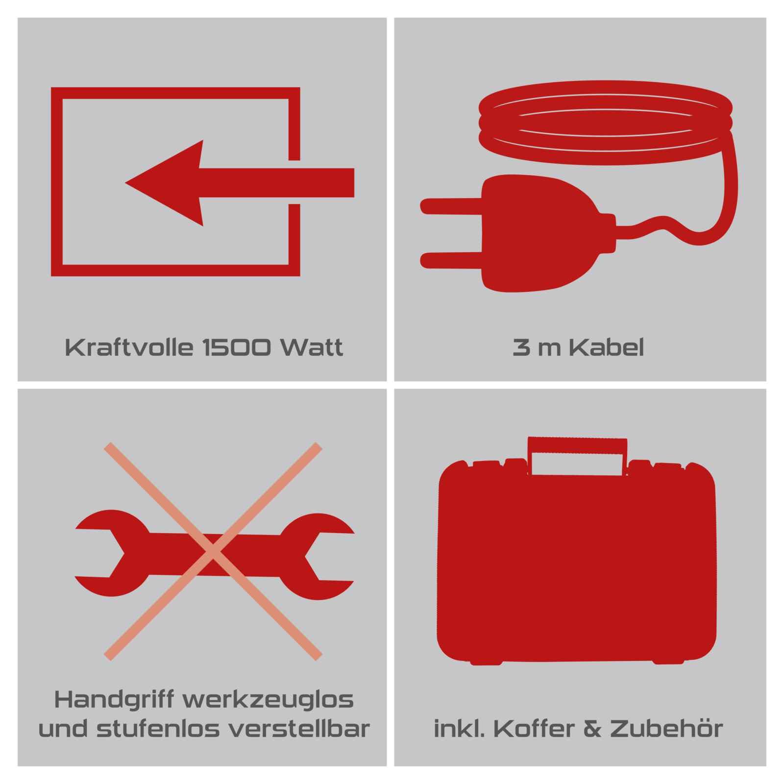 Practixx 3in1 Bohrhammer PX-BH-5 Abbruchhammer mit 5 Joule & 1050W | 28mm Bohrleistung in Beton | SDS-Plus Aufnahme | Zusatzgriff | 3m Kabel Bohrmaschine | inkl. 3 Bohrer, Koffer, Spitz- & Flachmeißel