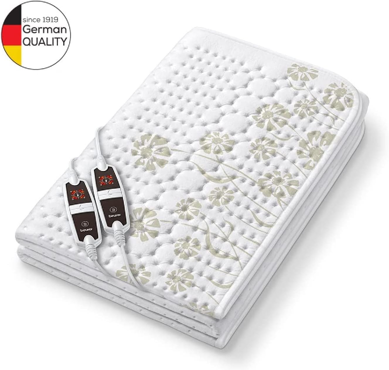 Beurer UB 68 XXL, Coprimaterasso Termico Doppio, Scaldaletto Matrimoniale Per 2 Persone, con 2 Interruttori e 4 livelli di Temperatura ciascuno, 150 X 160 Cm, Bianco, lavabile a 30°C