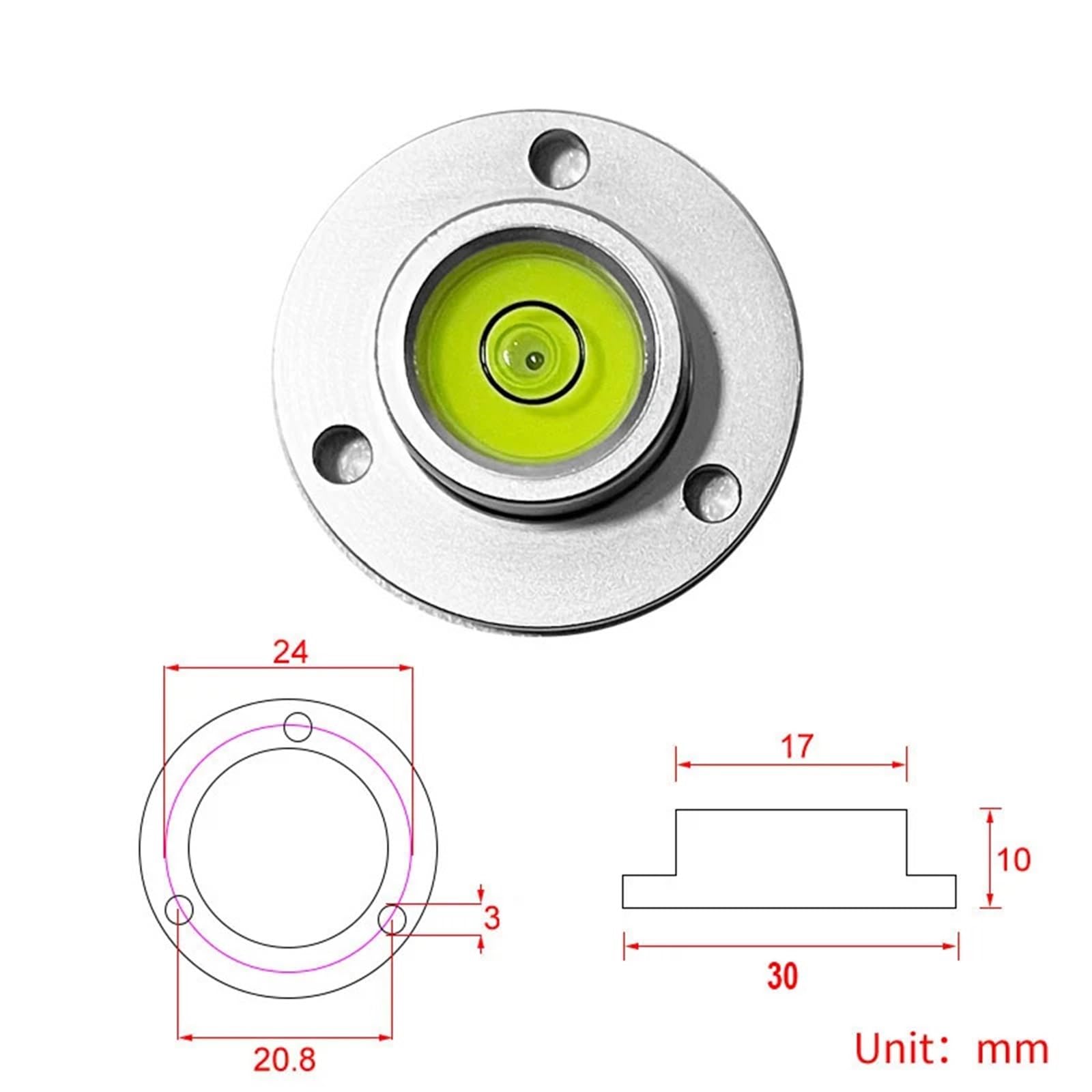 1 szt. Średnica 30 mm do 40 mm okrągły poziomica bąbelkowa wiele rozmiarów kołnierz poziomujący niwelator koralik z otworami montażowymi podstawa | 1 x 30 mm do 40 mm okrągły poziom bąbelkowy w wielu rozmiarach z kołnierzem poziomującym niwelowany (JY-382