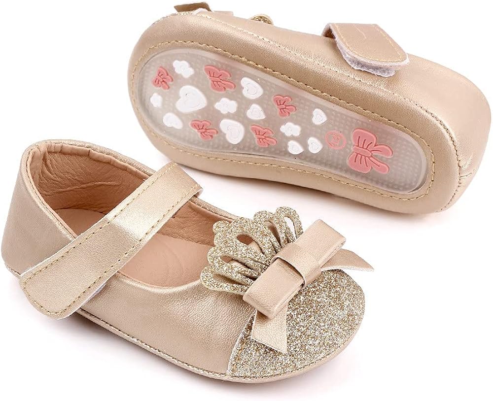  | Miamooi Infant Baby Girls Mary Jane Flats Dress Shoes Bowknot Princess Wedding Party Shoes Toddler Premium Non Slip Soft Rubber Sole Sneaker Newborn Moccasins Lightweight Crib Shoe | Mary Jane