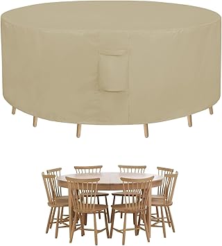 50% off: Easy-Going Round Patio Furniture Cover Waterproof Outdoor Dining Table and Chair Cover Anti-UV Outside Sectional …