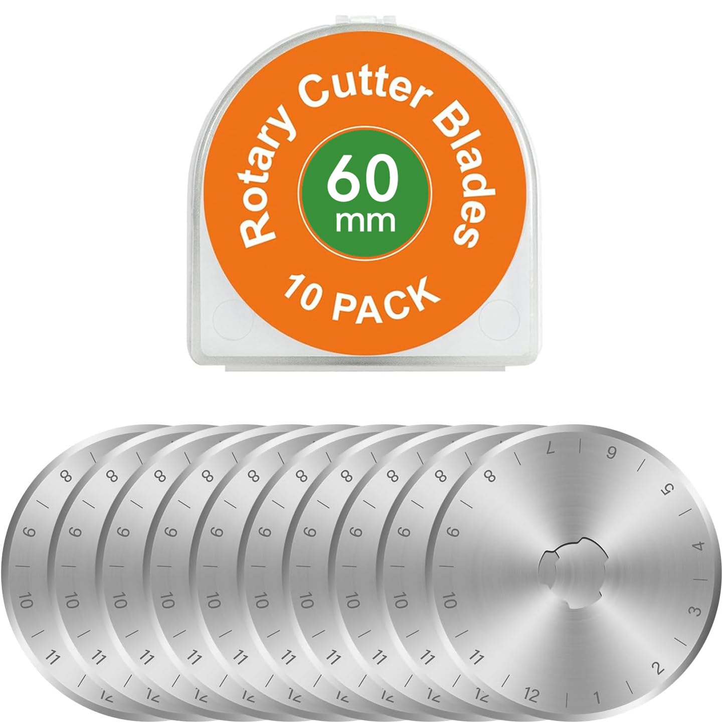 60mm Rotary Cutter Blades 10 Pack SKS-7 Steel, Sharp Durable Replacement Blades for Quilting, Sewing, Fabric Cutting, Fits Olfa, Fiskars