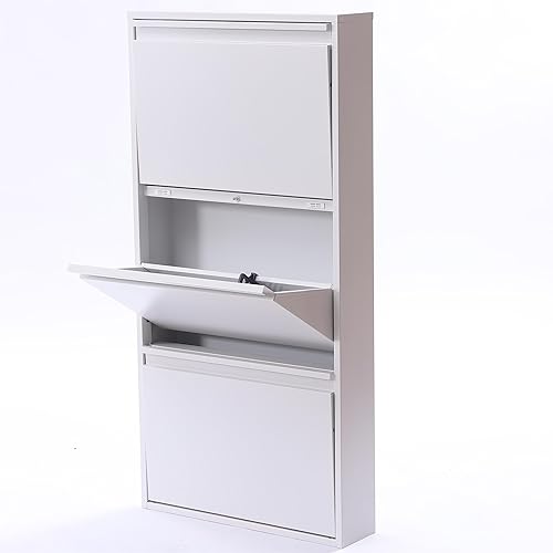 Miniatura 9 de CNCEST 3 pisos de almacenamiento de zapatos montado en la pared, zapatero de punta estrecho organizador de almacenamiento de zapatos, gabinete de