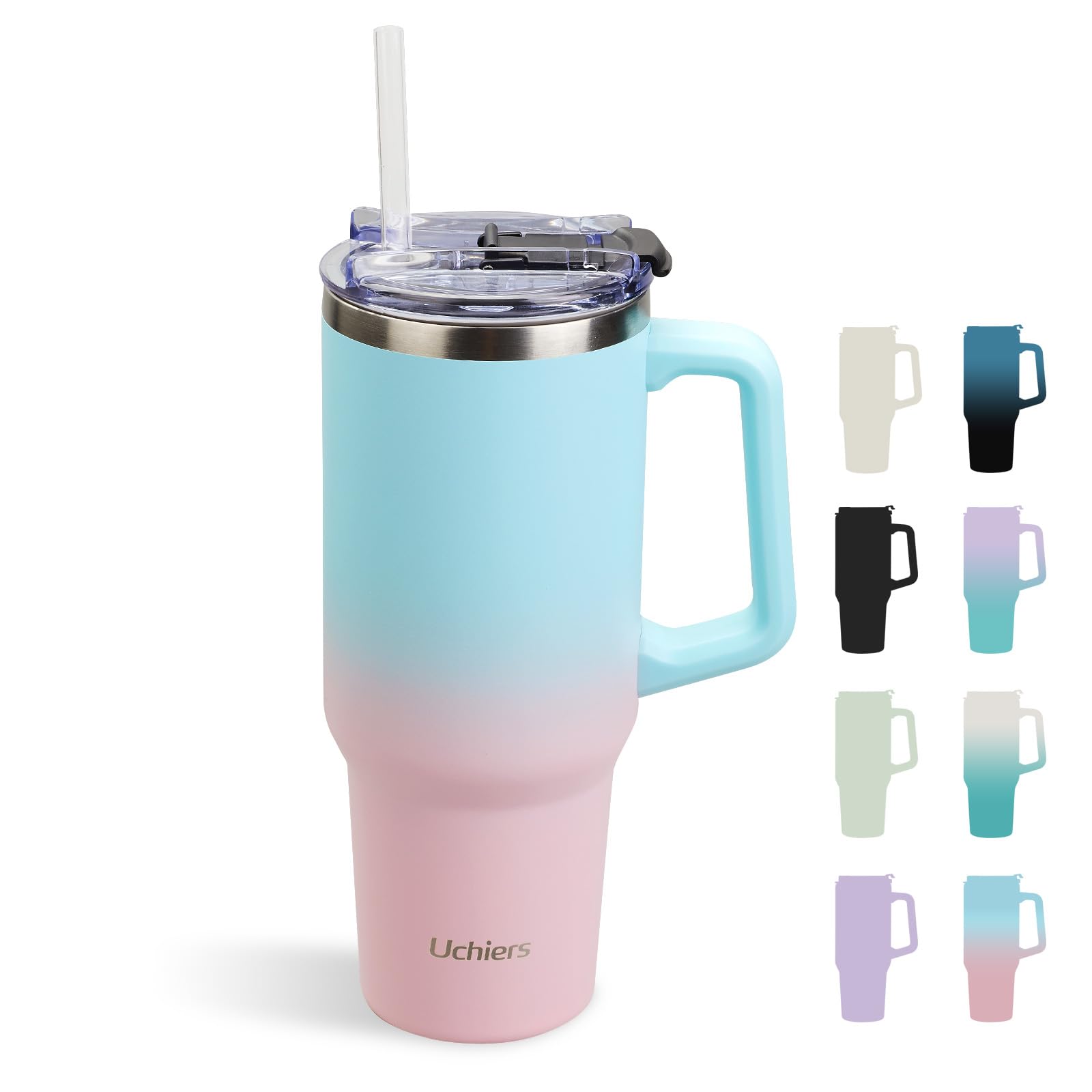Meoky 24 Oz Insulated Stainless Steel Tumbler With Handle & Straw - Leak-Proof, Keeps Drinks Cold 24 Hours