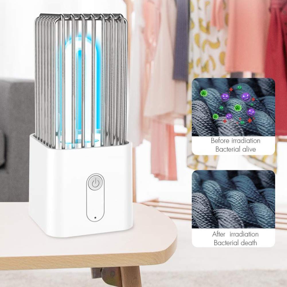 Luz de esterilización UVC portátil de 2.5W, lámpara de escritorio UV de sala de estar de dormitorio Lámpara de escritorio ultravioleta de cuarzo de ozono para viajes domésticos