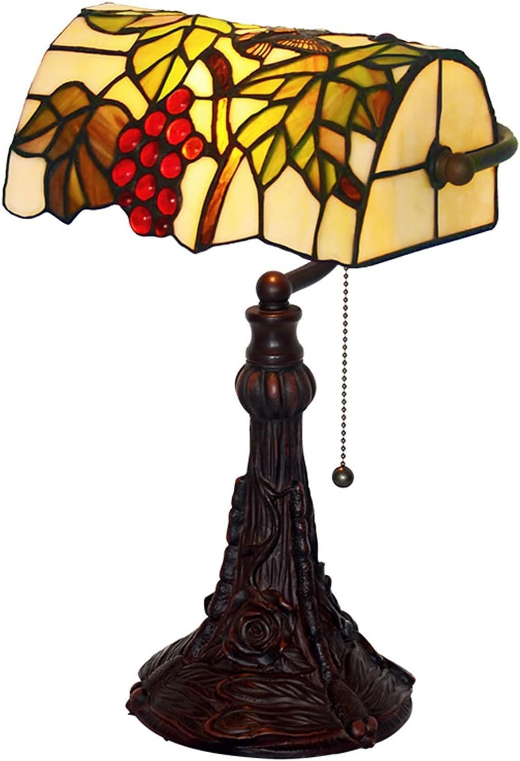 DFAEEKIYO Table Lamp Rose Resin Base Rotate Lampshade Pullswitch Desk Light