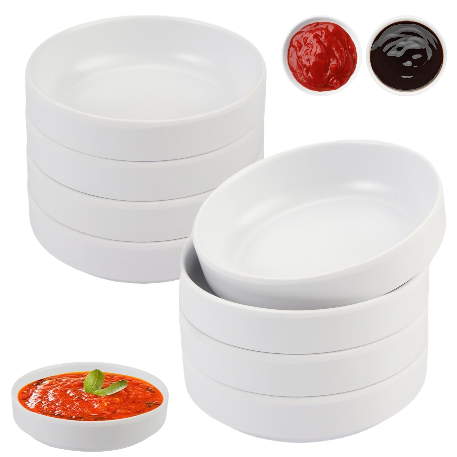 8 Pieces Dipping Bowls Side Dishes Sets, 8.7x2.5cm Small Soy Side Dish Bowl