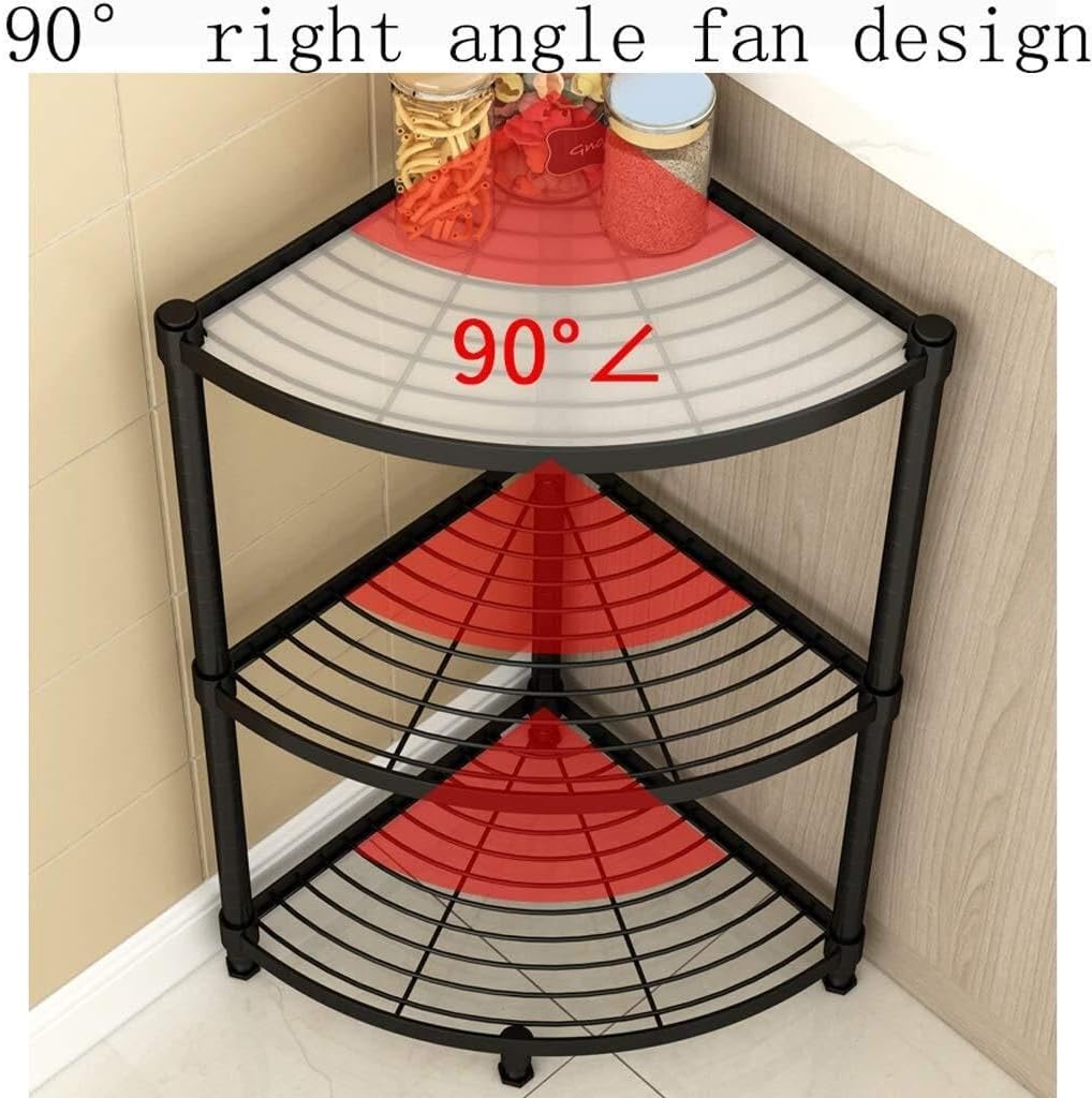 Kitchen Baker's Rack, Multi-Layer Pot Rack & Cookware Holder, Compact Corner Storage Shelf Organizer, Adjustable, Small (S), Nordic Style