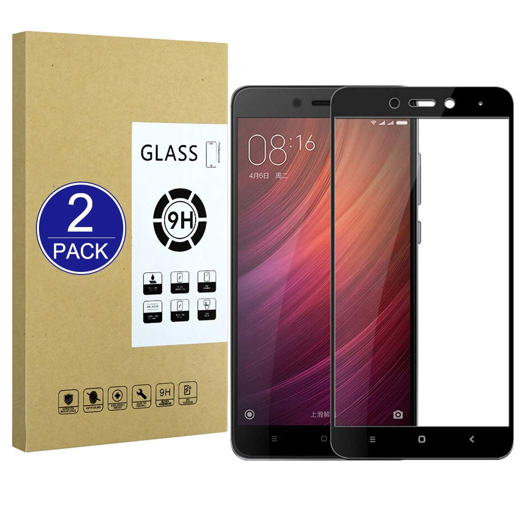 X-Dision Full-Coverage Film Compatible with Redmi Note4[Black],[Full Screen Glued][Fingerprint Resistant] Premium HD Hardening Glass Protection,Compatible with Redmi Note4