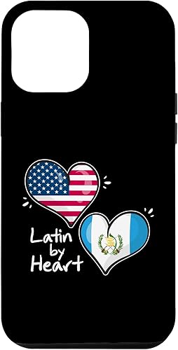 iPhone 14 Pro Max Banderas de corazón GUATEMALA y LA USA Case
