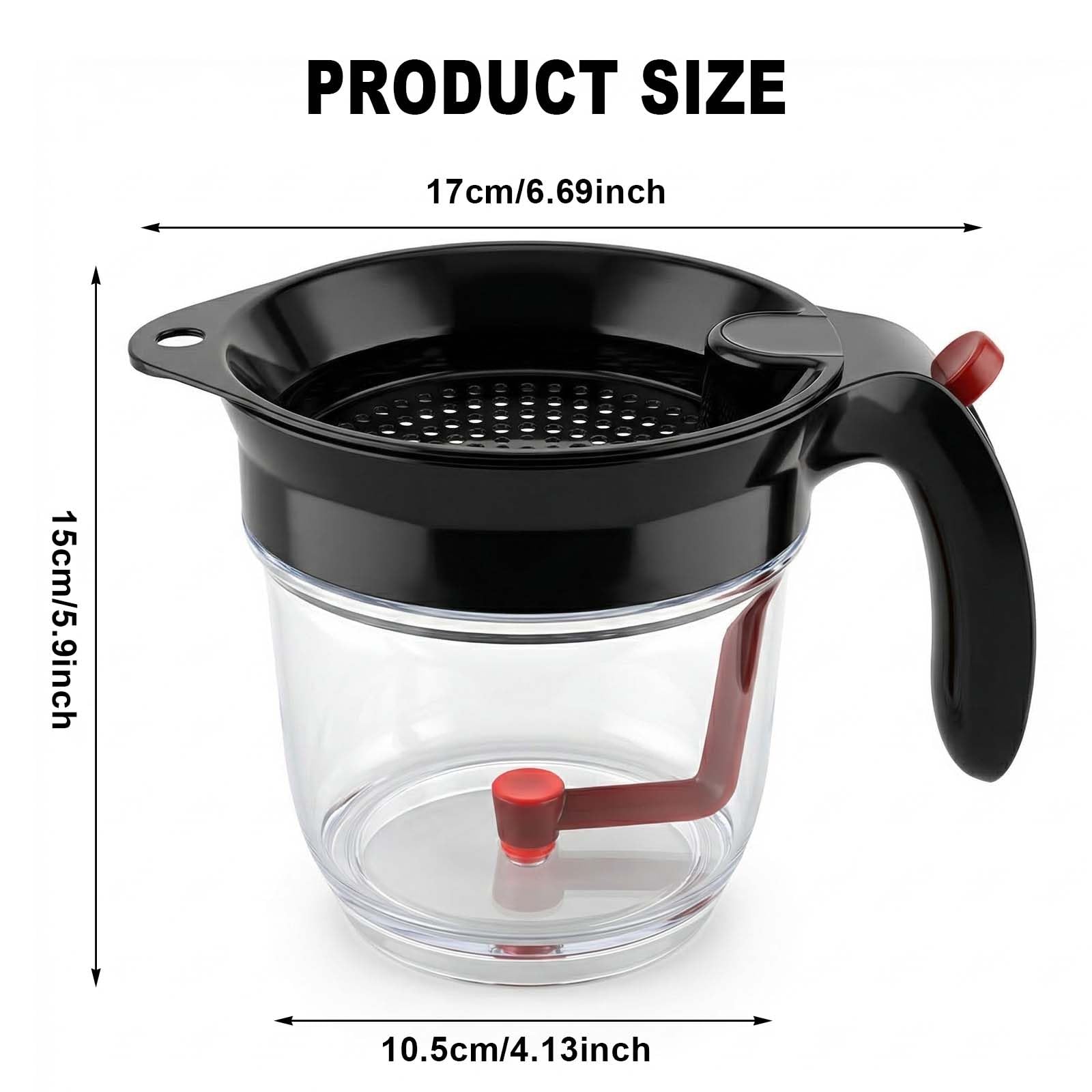 Fettabscheider für Soßen 1000ml Fetttrennkanne mit Druckauslass Fettkanne Doppelfiltrations Fetttrenner Soßentrenner Suppenölabscheider für Wasser öl Trennung Filtern Speiseresten, PP, Transparent