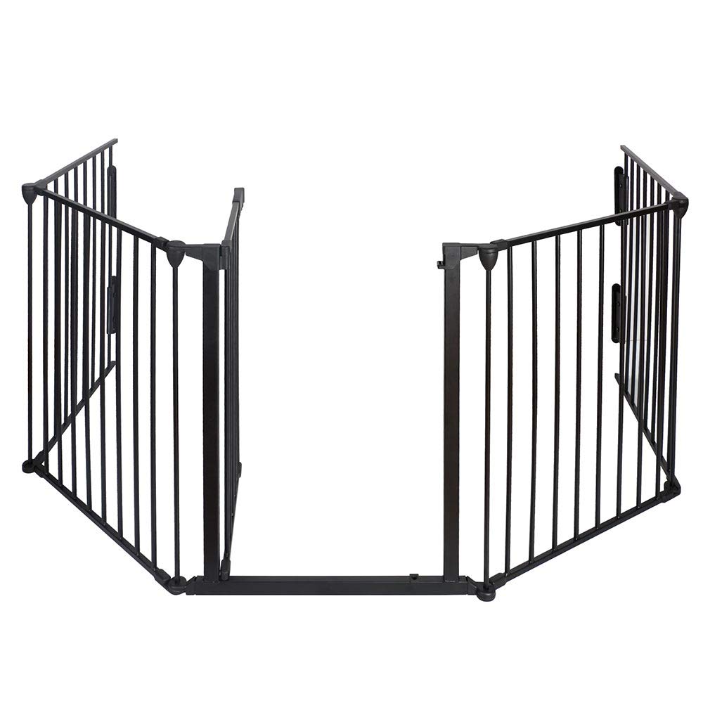 Bakaji Puerta de protección de chimenea para perros y niños, recinto, divisor, cercado con puerta y cierre con asa, antiniños, longitud 3 m, de acero, estructura plegable