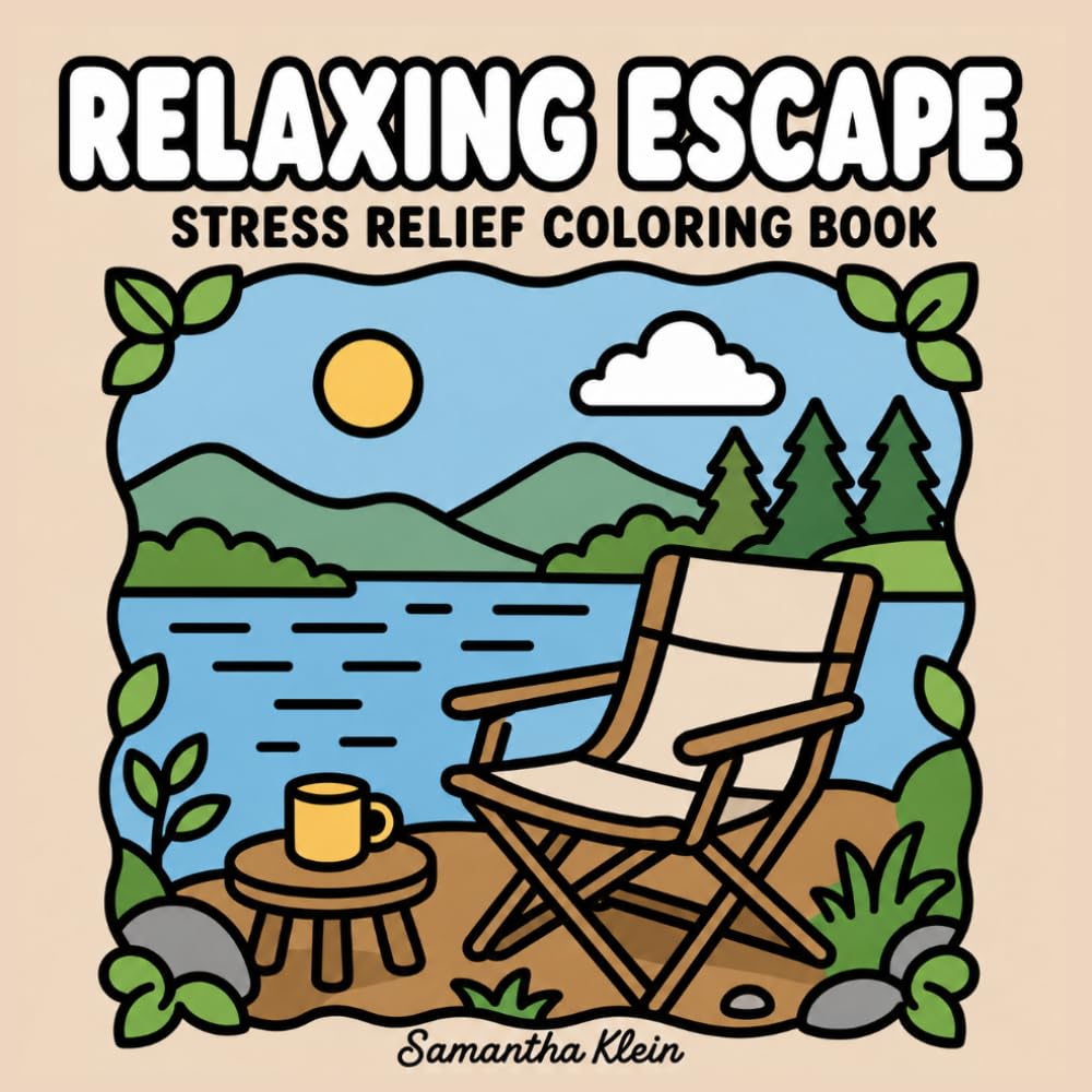 Relaxing Escape Stress Relief Coloring Book for Adults and Teens: Bold & Easy Landscape Designs for Relaxation (Minimal Art Coloring Series)