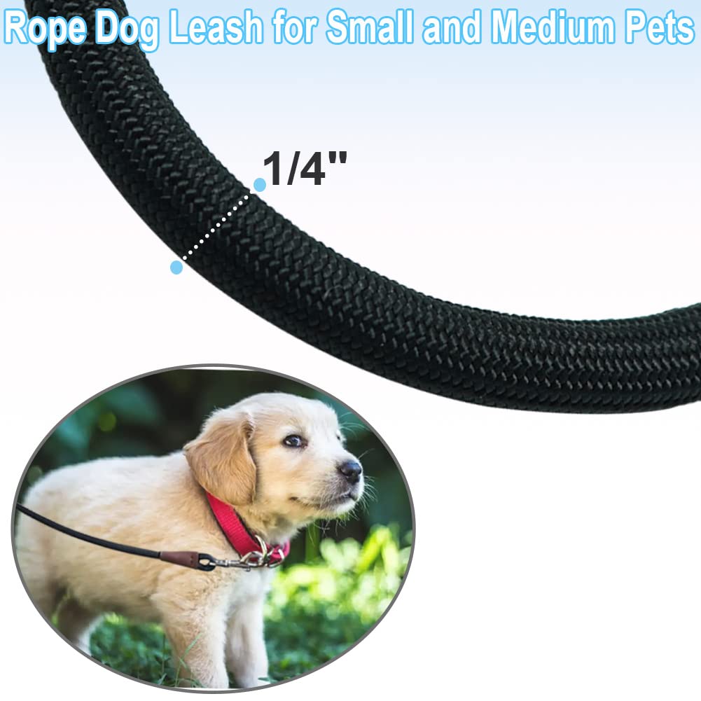 SEPXUFORE 6FT Rope Dog Leash - 1/2" Nylon, Leather Handle, Heavy-Duty Clasp, 10+ Colors, For Small To Large Dogs - View #6