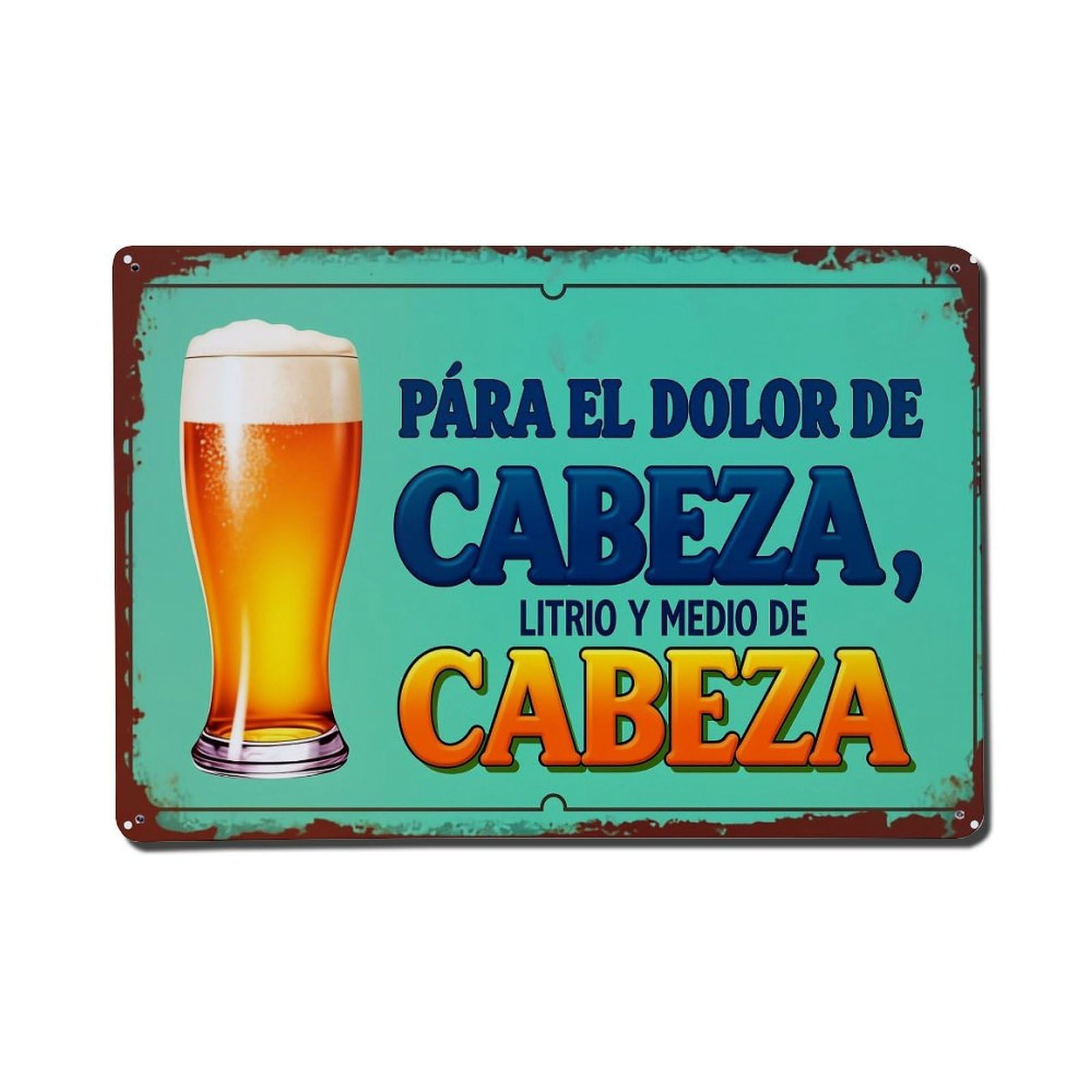 Beer Glass Headache Relief Sign Metal Tin Sign Plaque