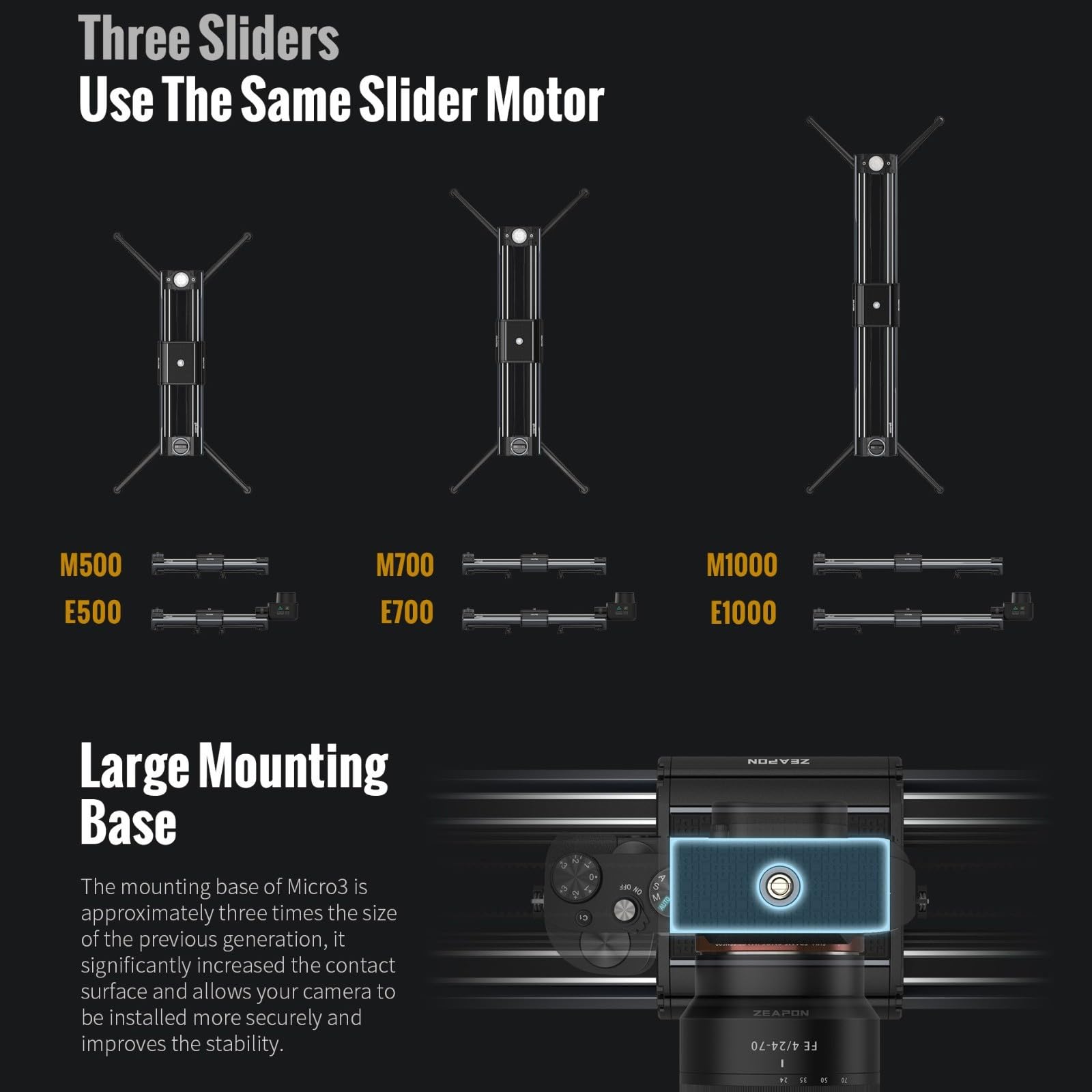 Amazon.co.jp: Zeapon Micro 3 E1000 電動カメラ スライダー、2 倍の