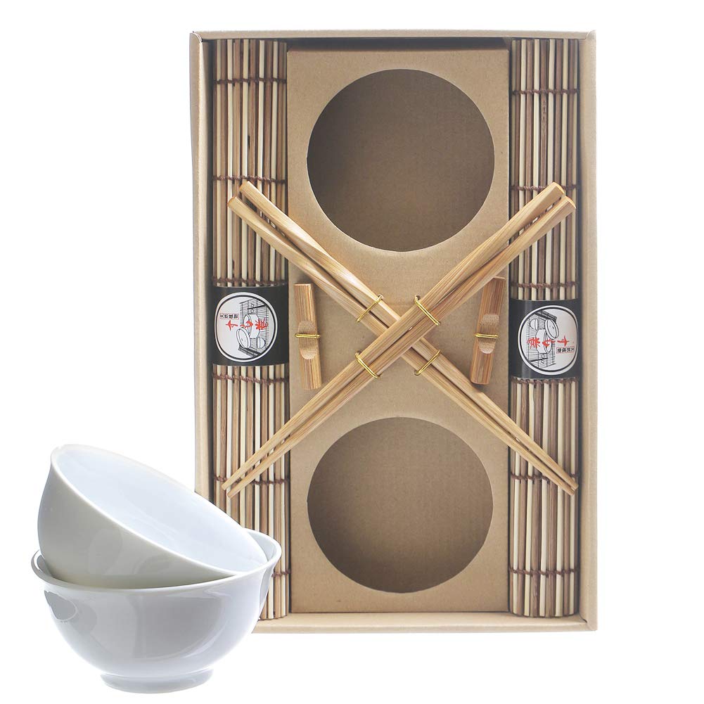 Lot De 2 Baguettes 4 Pièces + Repose-pieds + Bol Latéral – Ensemble à Sushi