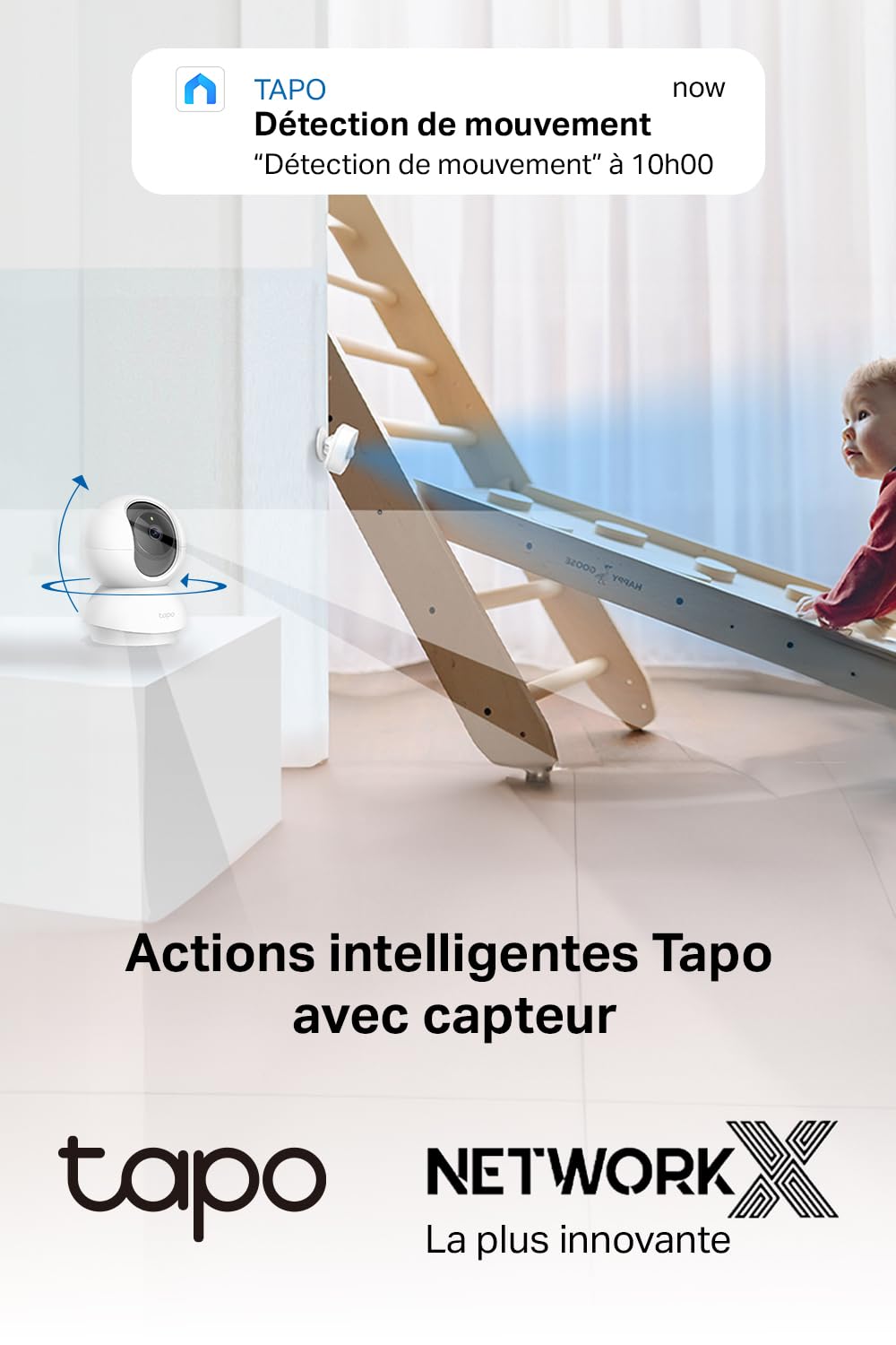Tapo C210 Caméra WiFi Intérieure 2K 3MP, Rotation 360°, Détection de Personne, Vision Nocturne, Audio Bidirectionnel, Stockage CloudµSD 512 Go, Alexa