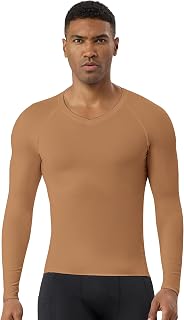 Men's V Neck Compression Shirts Long Sleeve Quick Dry Sports T-Shirt Athletic Workout Undershirts Running Gym Tops