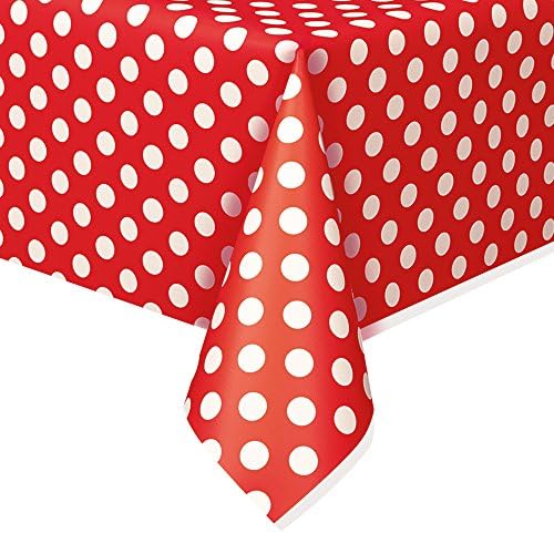 Unique Party 50259 - Plastic Baby Pink Polka Dot Tablecloth, 54" x 108 "