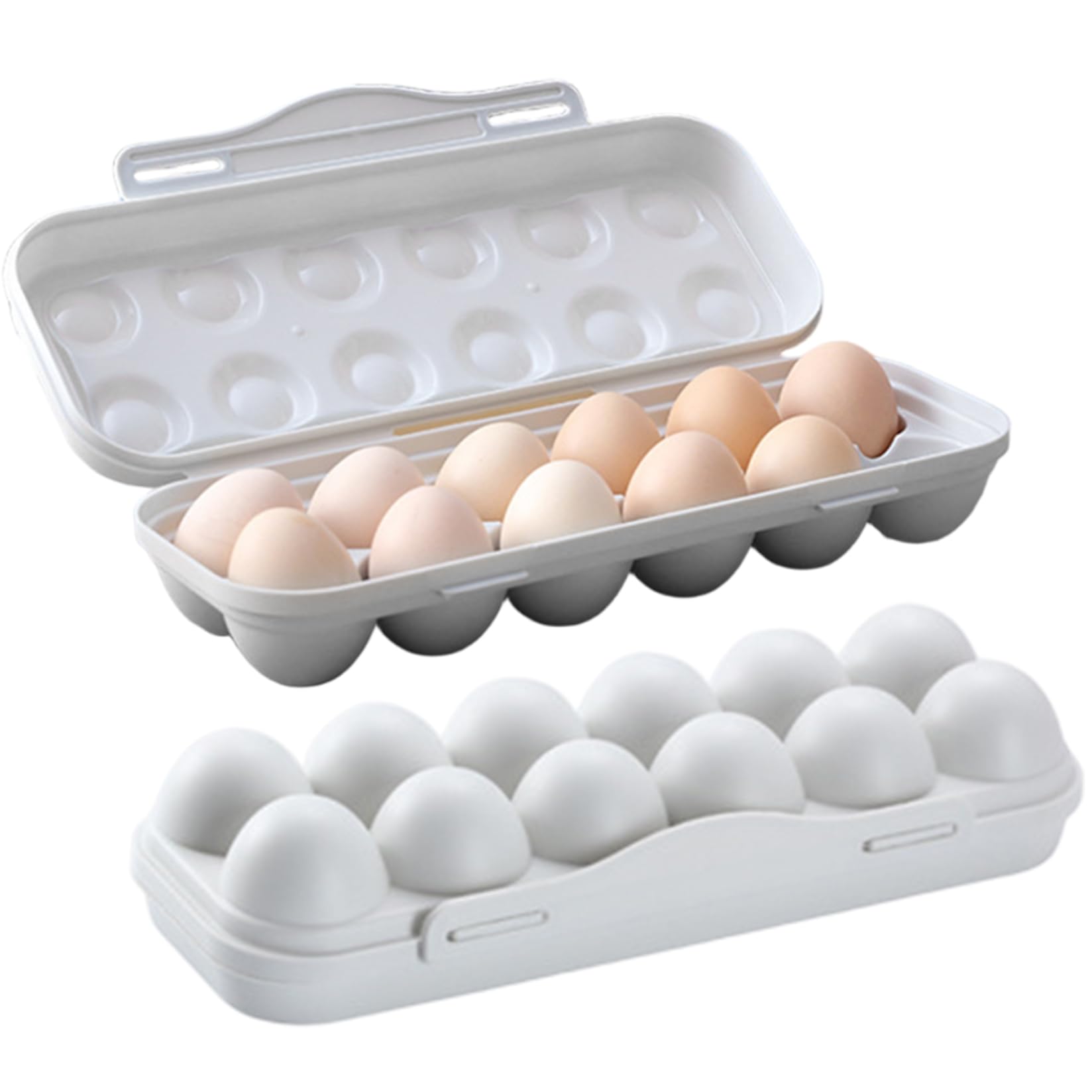 Hbbgdiy Grey 2Pcs Reusable Egg Carton With Lid 12 Grid Egg Holder For Fridge Stackable Plastic Storage Container Space Saving Organizer Tray For Kitchen Refrigerator Storage