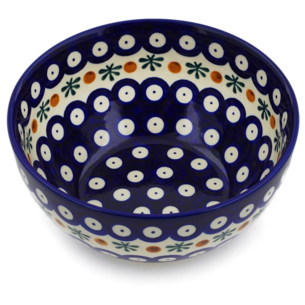 Authentic Polish Pottery Bowl 6-inch in Mosquito Design Handmade in Boles?awiec Poland by Ceramika Bona + Certificate of Authenticity