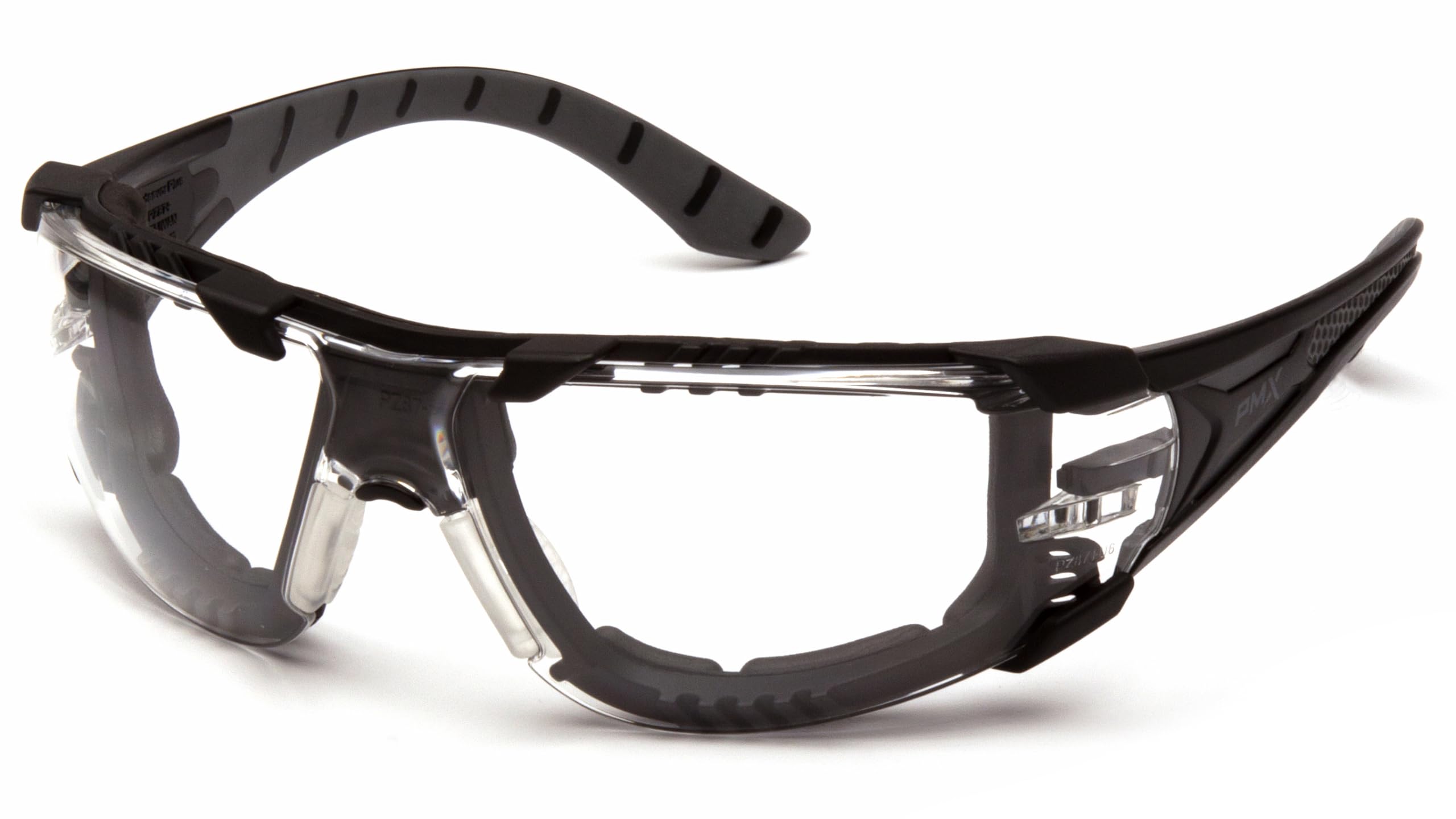 Pyramex Endeavor Plus Safety Glass Black/Gray Frame With Foam Padding Clear H2MAX Anti-fog Lens