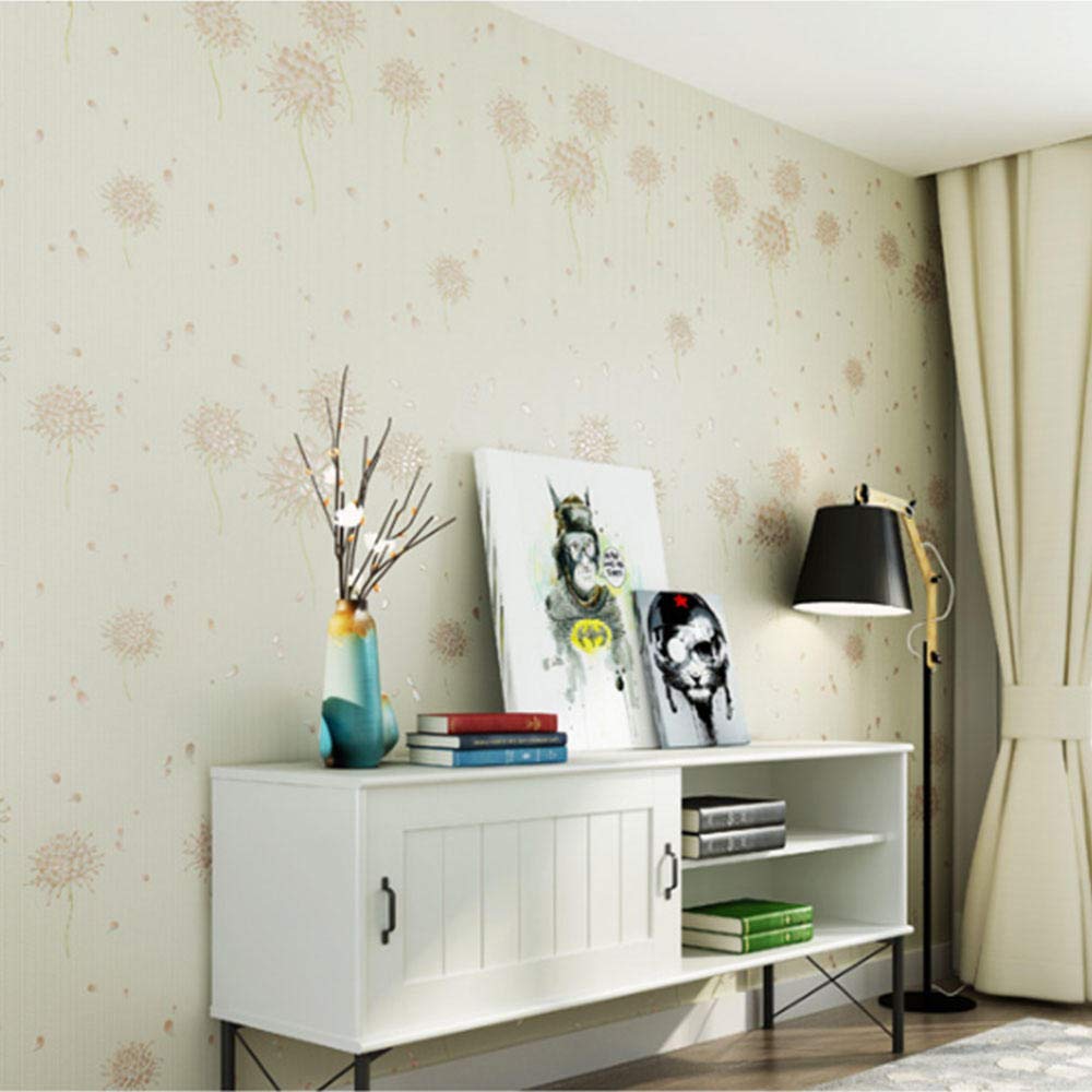 Amazon 現代の不織布3d壁紙タンポポの花キッチンベッドルームリビングルームテレビの背景の壁装飾ベッドサイド書斎オフィス接着剤なし0 53 9 5m5c606 壁紙