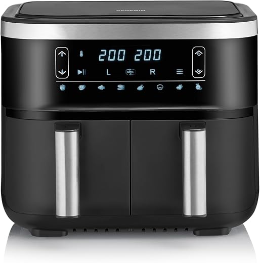 SEVERIN XXL Heißluftfritteuse 5L Doppelkammer programmierbar