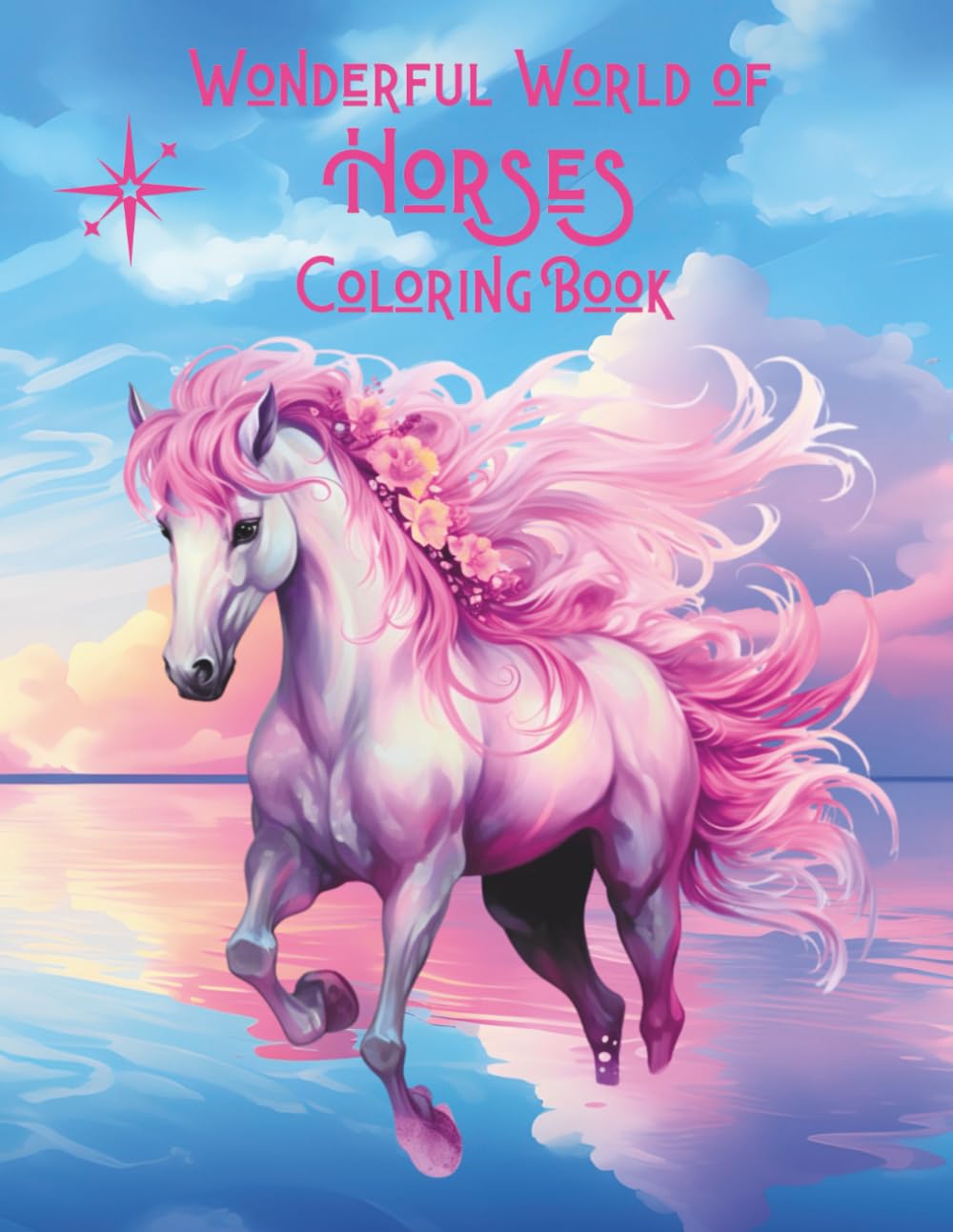 Wonderful World of Horses Coloring Book: Beautiful horse illustrations for adult women and teenagers, featuring various breeds, natural landscapes, and scenes that stimulate creativity and relaxation.