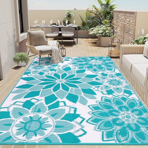 LOKHOM Outdoor Rug for Patio 5x8 ft Reversible Plastic Straw