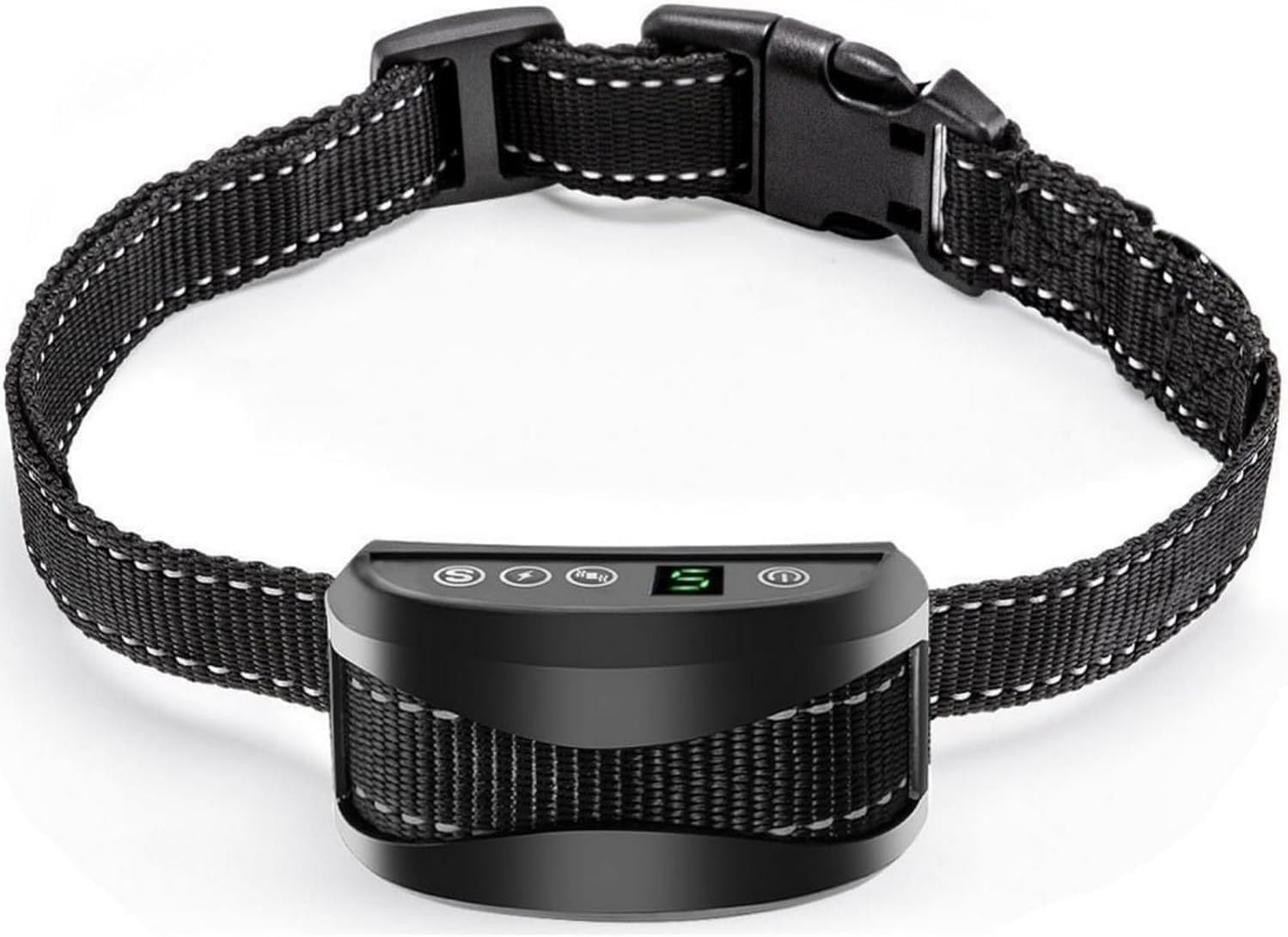 Anti-Bark Dog Collar – 3 Modes Electric Shock/Vibration/Sensitivity Training Aid Harmless Automatic Rechargeable Battery Adjustable Reflective Strap for Small Large Dogs.
