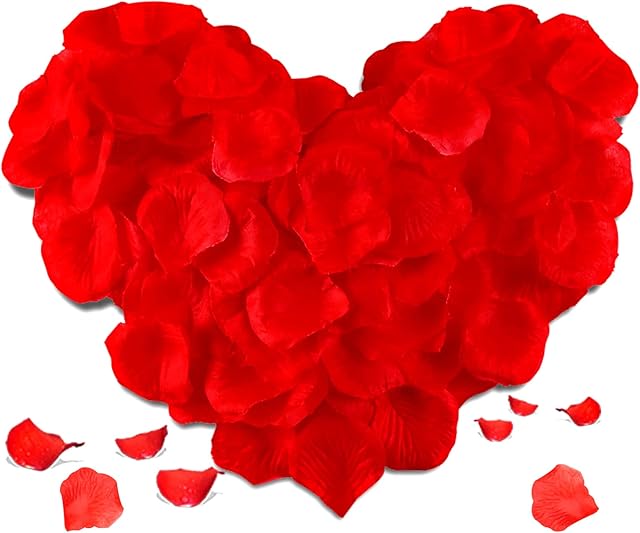 Redamancy 1200 pcs Red Rose Petals, Artificial Rose Flowers, No-Taste Emulation Silk Rose Petals for Wedding, Valentine's Day, Confession, Party Decoration