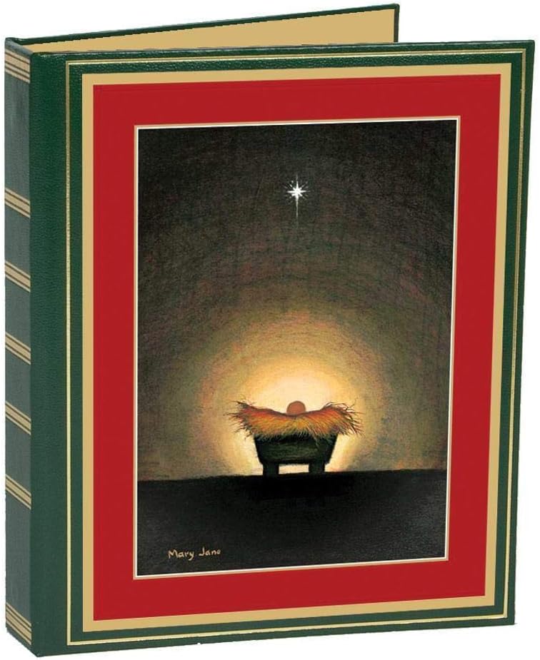 Caspari Star and Creche Christmas Card Address Book with Inserts