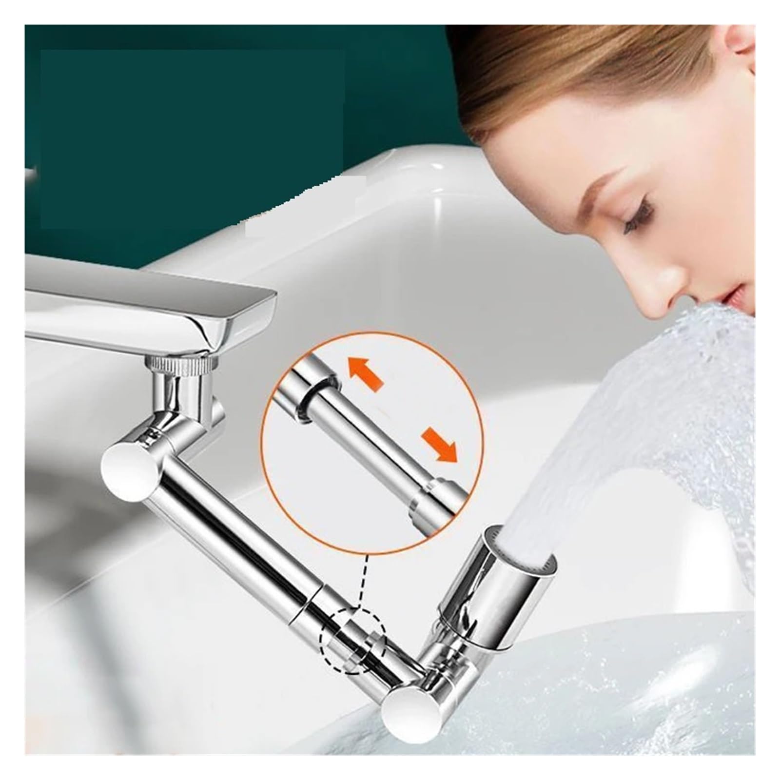 Uniwersalny 1440° Obrotowy Chowany Kran Filtr Rozbryzgowy Kuchnia Przedłużacz Do Umywalki Baterie Dysza Bąbelkowa Ramię Robota łAtwa Instalacja(Dual Modes Black)