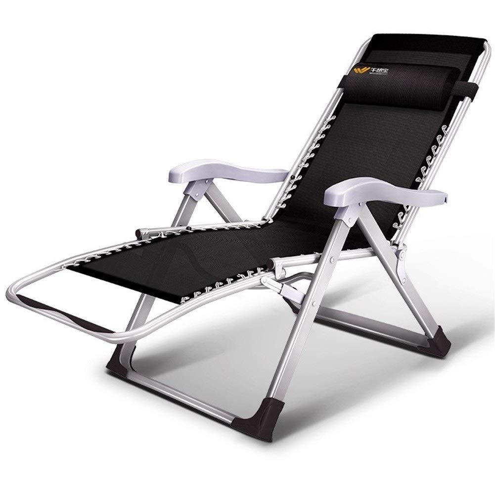Chaises pliantes de jardin inclinables transat de relaxation pliable extérieur grand confort noir