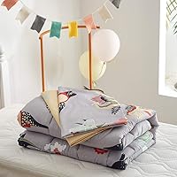 Vista 8 de Juego de ropa de cama de 4 piezas para niños pequeños, dinosaurio con dinosaurios coloridos y monstruos, juego de sábanas para otoño e invierno