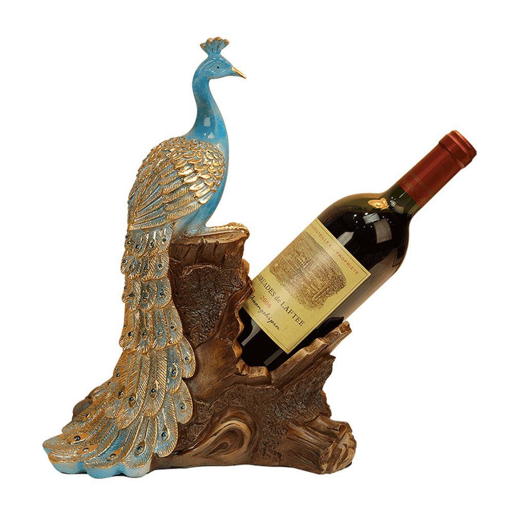 Amazon｜カラフルな孔雀の彫刻ワインラックギフト 25 × 13 × 33