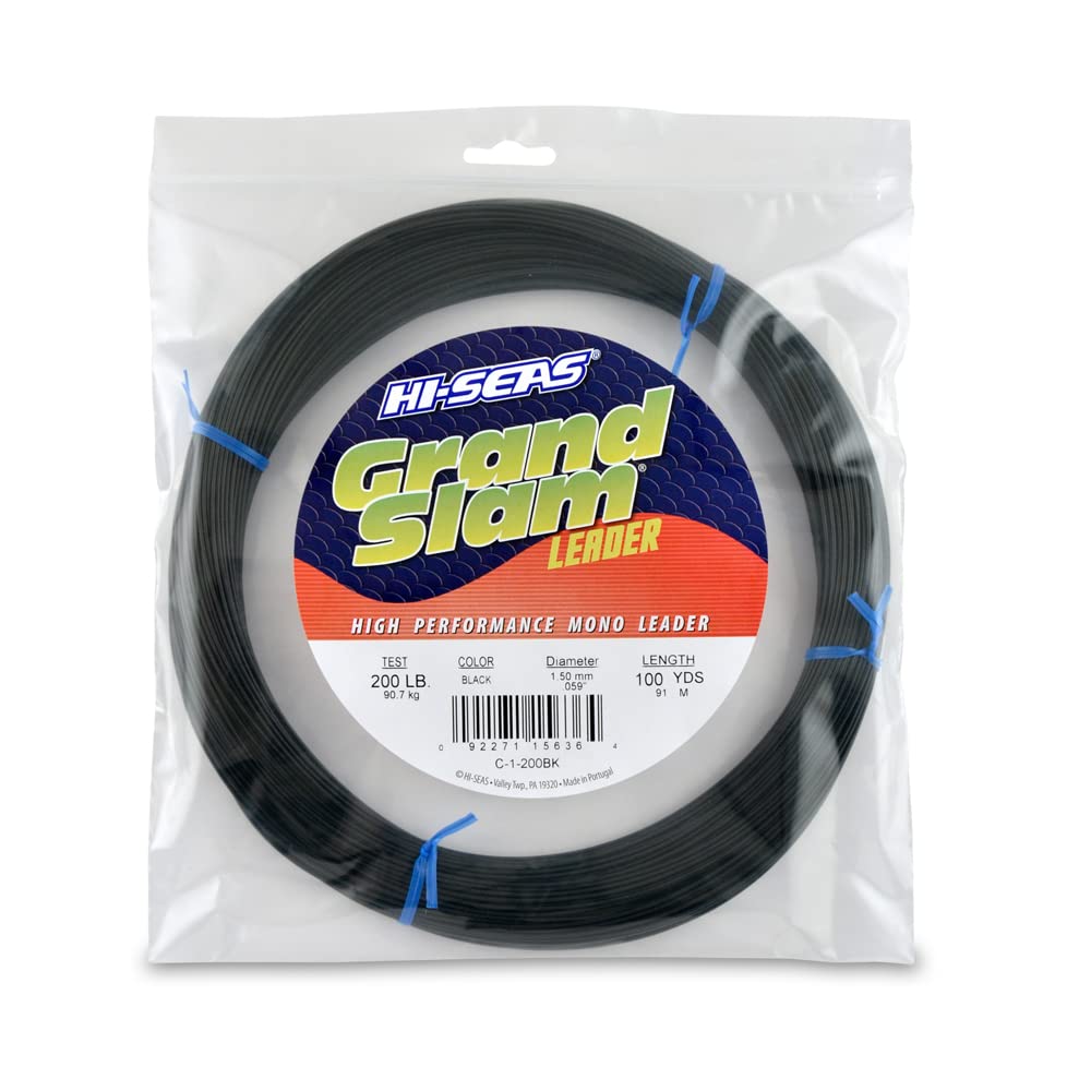 HI-SEAS Grand Slam Monofilament Fishing Leader - Superior Strong Clear Black, for Freshwater &amp; Saltwater Big Game Bottom Fishing, Trolling