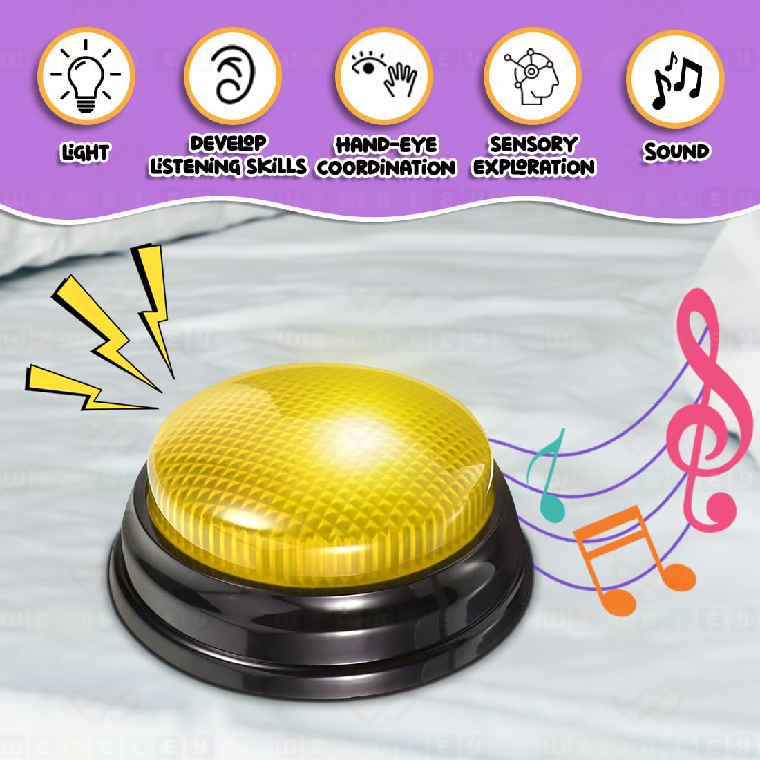 Wembley Buzzer for Games Project Quiz with Buzz Sound & Lights Battery Operated Portable Compact Non-Toxic Safe Answer Buzzer for Kids Adults Teacher – Pack of 1 - Image 2 thumbnail