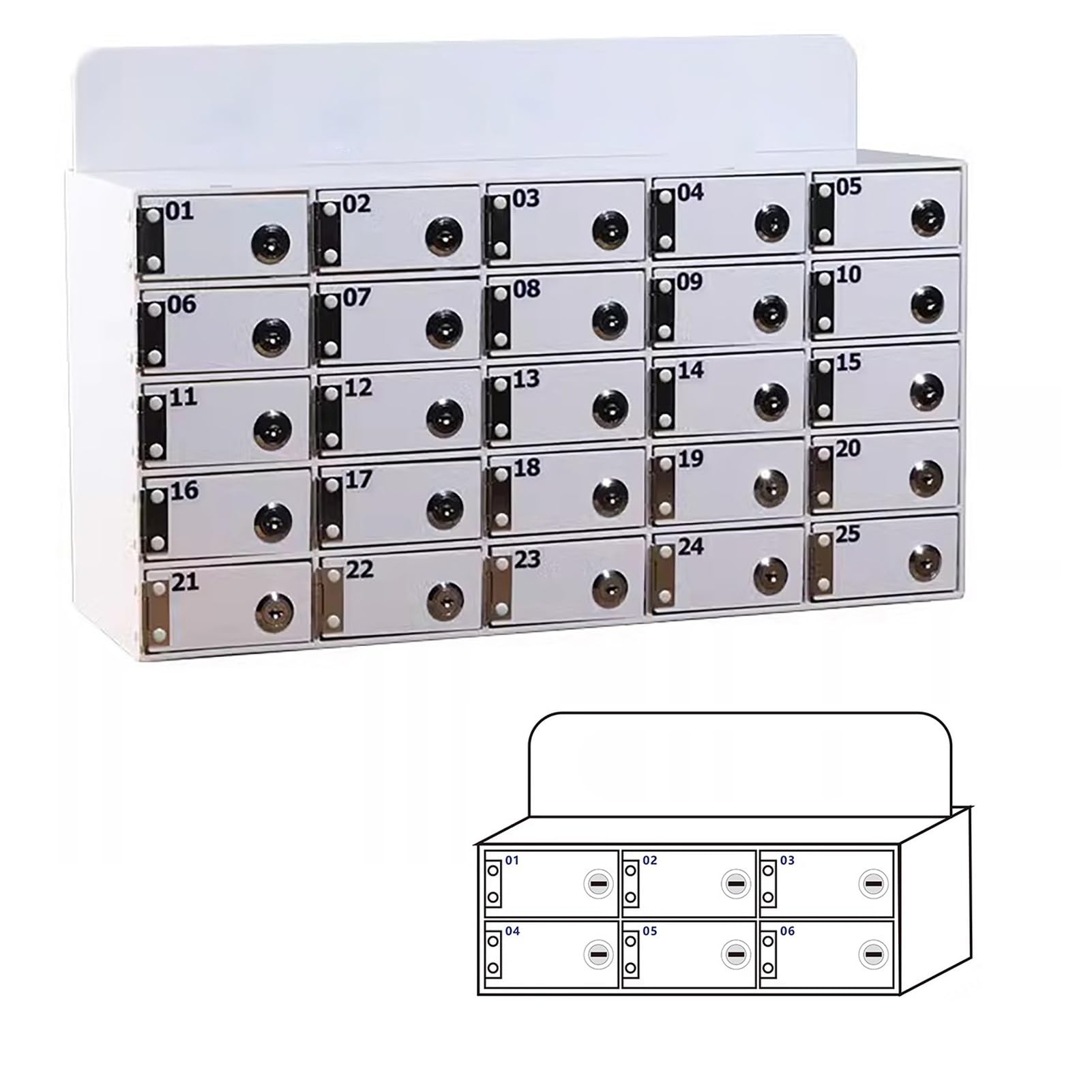 Armario de acrílico para almacenamiento de teléfono con múltiples con le alta capacidad para fábs (6 ranuras) y dispositivo móvil seguro